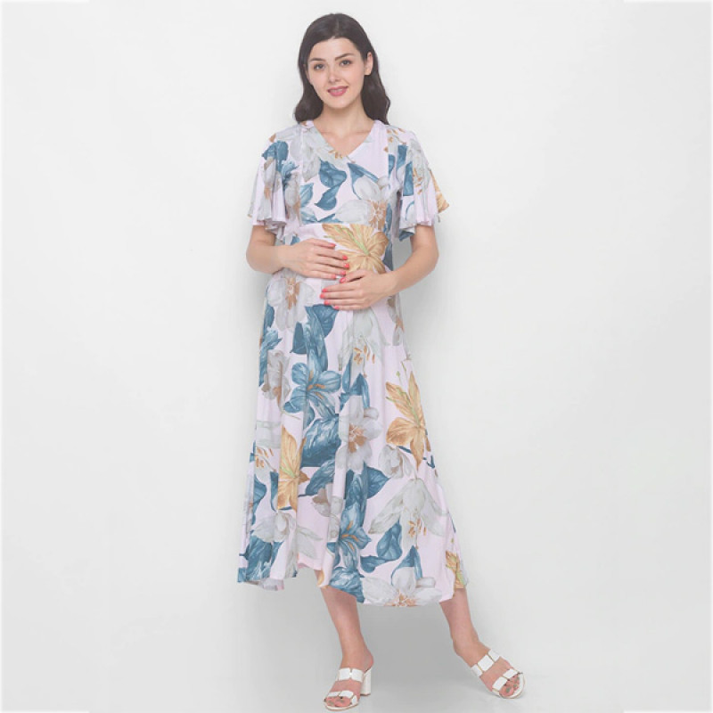 Floral Maternity Midi Dress