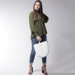 Olive Green Self-Design Top